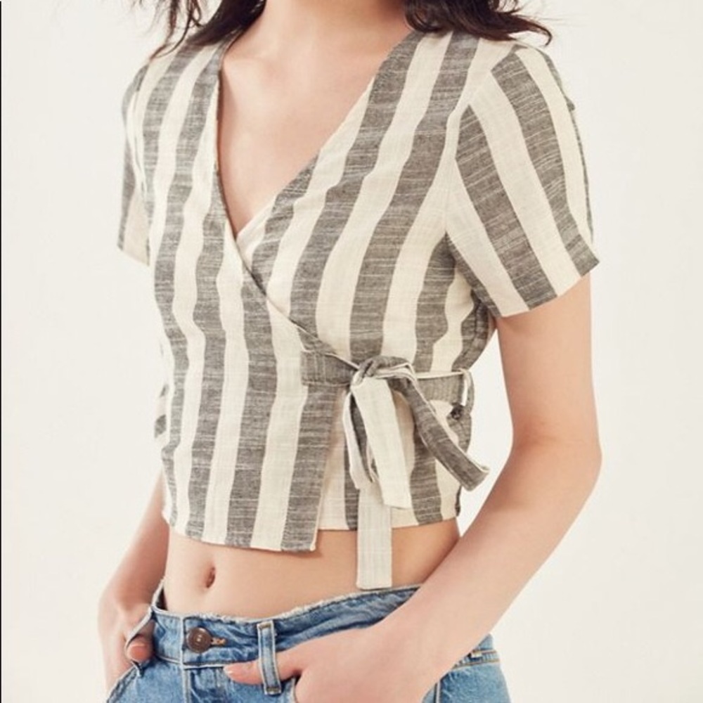 Urban Outfitters Stripped Wrap Crop Top